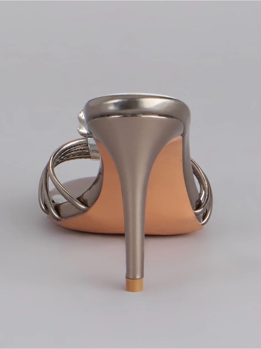 REVOLVE Metallic Silver Floral-Embellished High Heel Mules - Picture 4 of 12